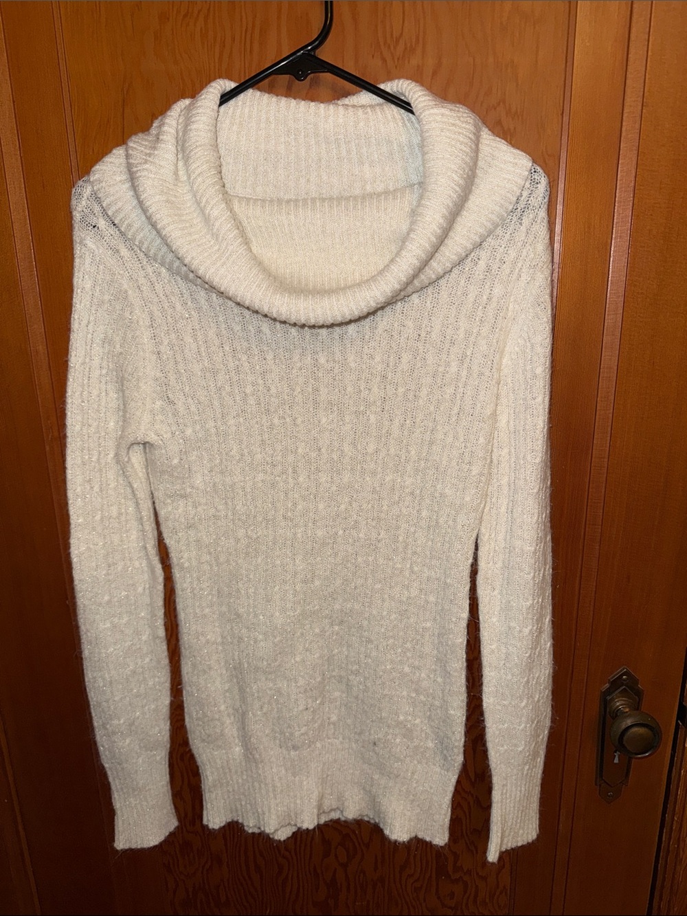 Maurices Cream Cowl Neck Ribbed Sweater
